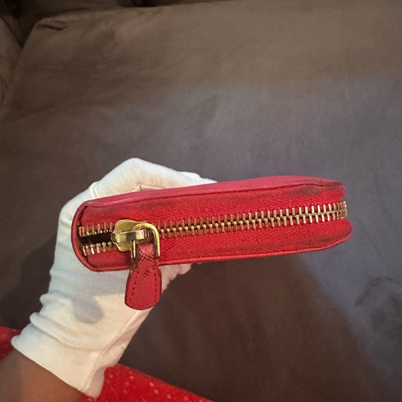 Prada Red Saffiano Leather Zip Around Wallet - Picture 4 of 17